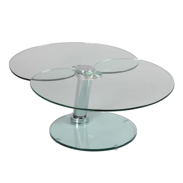 Marque Generique Table Basse 2 Plateaux Demi-lune En Verre Trempé GLASS 1