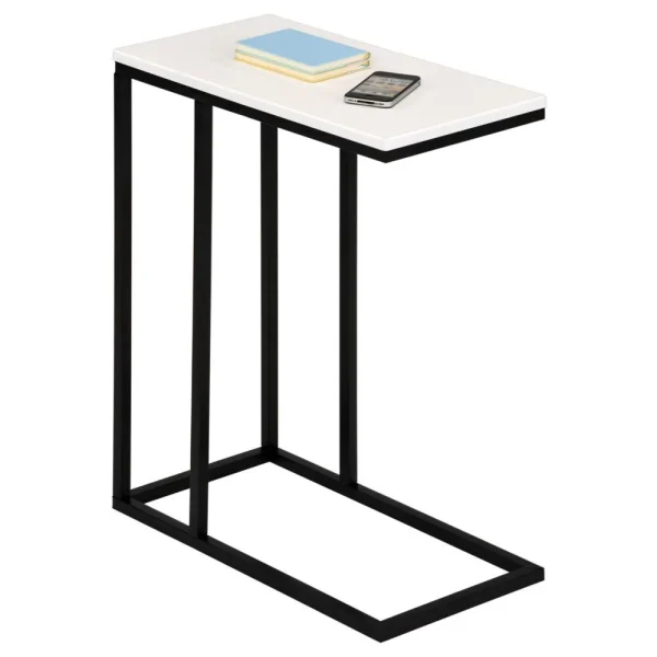 IDIMEX Table D’appoint Rectangulaire DEBORA, En Métal Noir Et Décor Blanc M… 1