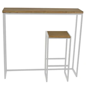 Ds Meubles Table Mange Debout Icub – Industriel Vintage 30x120x110cm Blanc 9