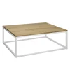 Ds Meubles Table Basse Icub. Style Industriel Vintage 80x120x37 Cm Blanc 19