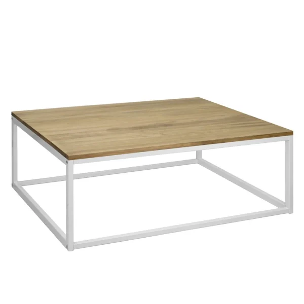 Ds Meubles Table Basse Icub. Style Industriel Vintage 80x120x37 Cm Blanc 1