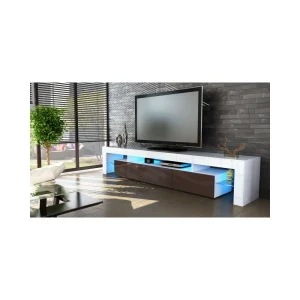 MPC Meuble Tv Blanc Et Chocolat 189 Cm Sans Led 7