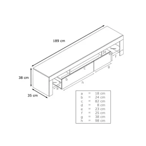 MPC Meuble Tv Blanc Et Chocolat 189 Cm Sans Led 9