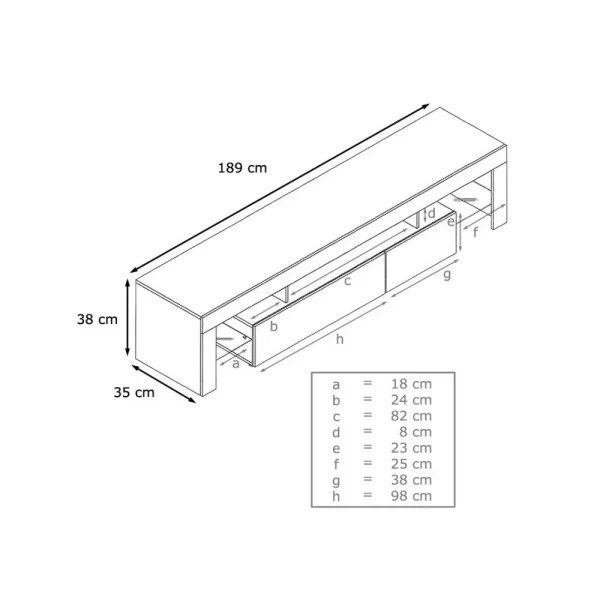 MPC Meuble Tv Blanc Et Chocolat 189 Cm Sans Led 4