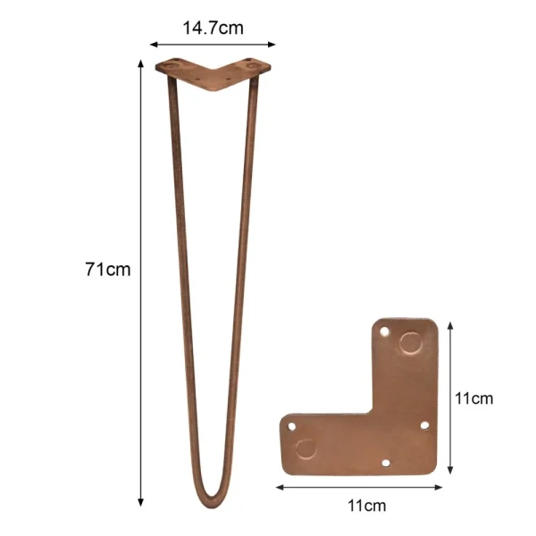 SKISKI LEGS 4 Pieds De Table En Épingle à Cheveux 71cm 2 Tiges En Acier Couleur … 6