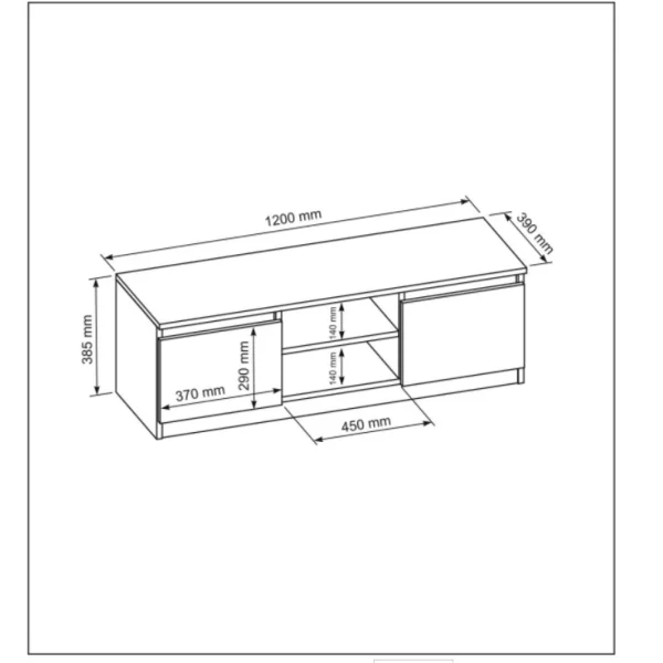 3xEliving Meuble TV Avec Rangement Demi 120 Cm Avec LED, Blanc / Noir … 5