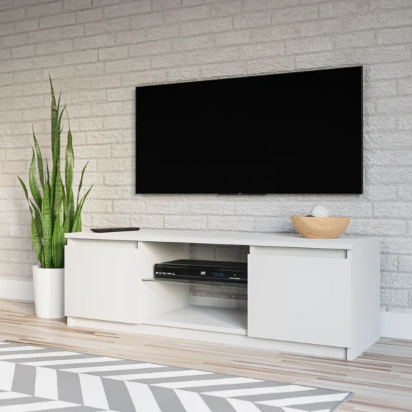 3xEliving Meuble TV Avec Rangement Demi 120 Cm Blanc, Largeur: 120cm, … 3