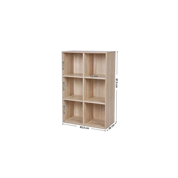 VASAGLE Meuble De Rangement Etagère De 6 Casiers Bibliothèque Rayonnage, 65,… 6