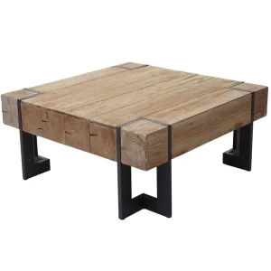 Mendler Table Basse De Salon HWC-A15, Sapin Massif Rustique 40x90x90cm 9