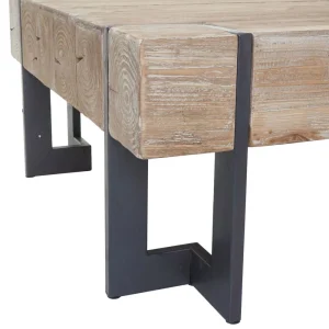 Mendler Table Basse De Salon HWC-A15, Sapin Massif Rustique 40x90x90cm 15