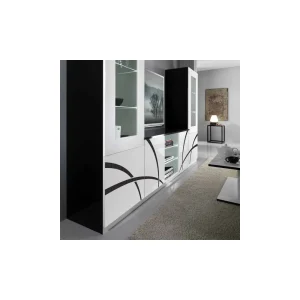 Dansmamaison Meuble TV 2 Portes Blanc/Noir à LEDS – CROSS – L 150 X L 47 X H 70 Cm 12