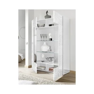 Tousmesmeubles Vitrine 2 Portes Laqué Blanc Brillant – BARI 10