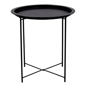 Table D’appoint En Acier Laqué Noir -Ø 46,8 X 50,50 Cm -PEGANE- 10