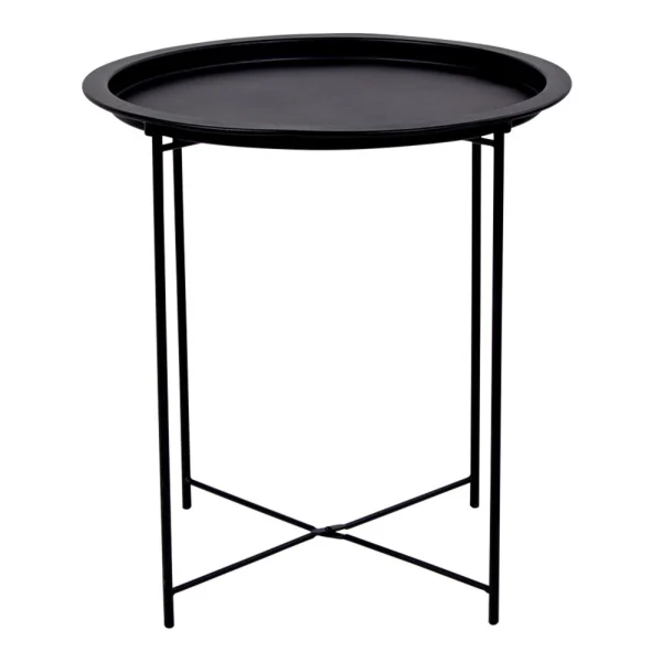 Table D’appoint En Acier Laqué Noir -Ø 46,8 X 50,50 Cm -PEGANE- 4