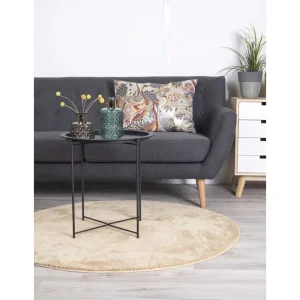 Table D’appoint En Acier Laqué Noir -Ø 46,8 X 50,50 Cm -PEGANE- 12