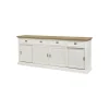 Tousmesmeubles Buffet 4 Portes Coulissantes 4 Tiroirs Blanc/Bois – DUNEDIN 13