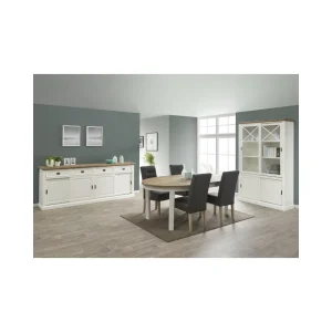 Tousmesmeubles Buffet 4 Portes Coulissantes 4 Tiroirs Blanc/Bois – DUNEDIN 10