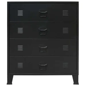 VIDAXL Commode à Tiroirs Métal Style Industriel 78 X 40 X 93 Cm Noir – Armo… 9