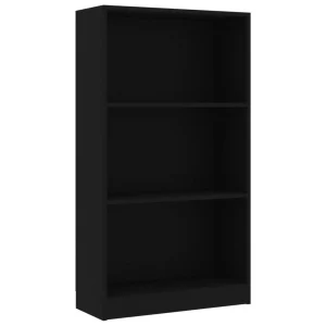 VidaXL Bibliothèque 3 Niveaux Noir 60x24x109 Cm Bois D’ingénierie 9