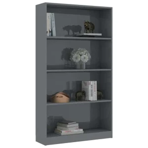 VidaXL Bibliothèque à 4 Niveaux Gris Brillant 80x24x142 Cm Agglomér… 11