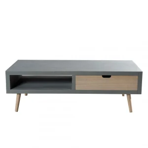 MACABANE Table Basse 1 Niche 2 Tiroirs – Gris 7