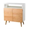 MACABANE Buffet 2 Portes Style Scandinave – Miel / Blanc 19