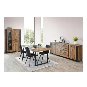 NOUVOMEUBLE Buffet Industriel Couleur Bois Foncé ONNIX 12