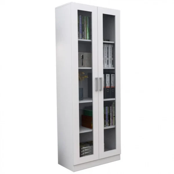 SANS MARQUE Armoire Bibliothèque 2 Portes Vitrées Blanche 1