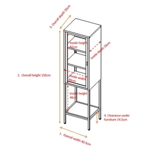 Venture Home Armoire Vitrée Avec étagère En Acier Misha Noir. 10