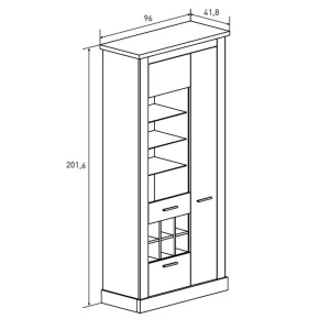 Pegane Armoire Vitrine, Buffet Haut Coloris Chêne Vieilli – Longueur 96 X Pr… 7