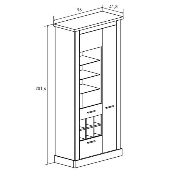 Pegane Armoire Vitrine, Buffet Haut Coloris Chêne Vieilli – Longueur 96 X Pr… 3