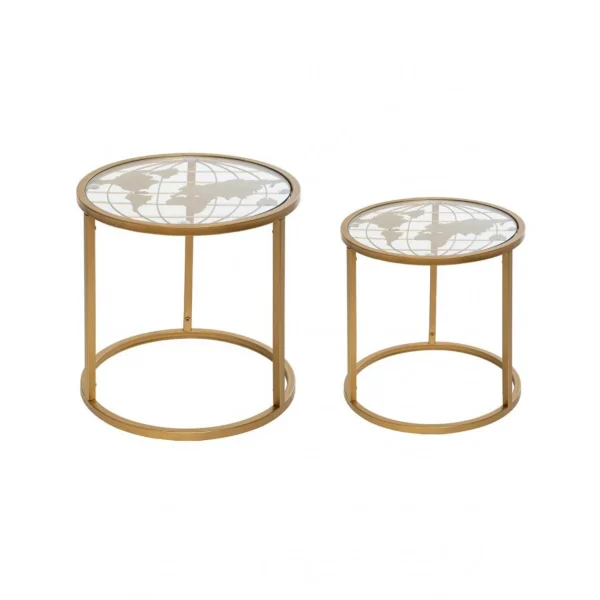 Atmosphera, Createur D’Interieur Atmosphera – Lot De 2 Tables à Café En Métal Doré Et Verre Trempé 1