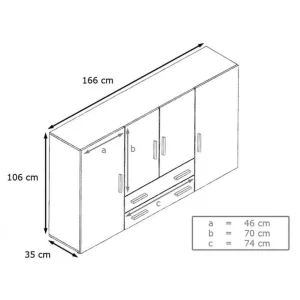 MPC Bahut Blanc Mat Et Façades Brilantes (LxHxP): 166 X 106 X 35 10