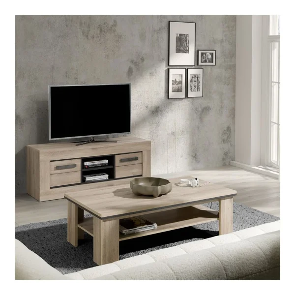 NOUVOMEUBLE Meuble TV 145 Cm Couleur Chêne Clair WINONA 5