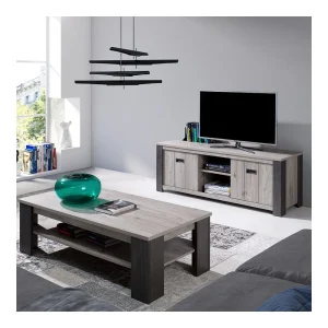 KASALINEA Meuble Télé 150 Cm Contemporain Couleur Bois Gris MELANY 6