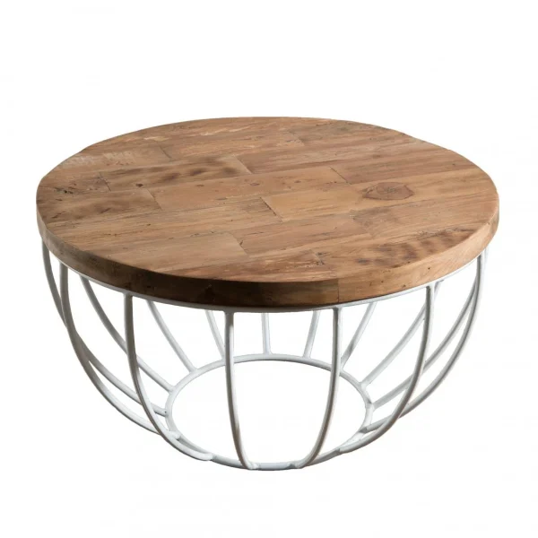 MACABANE Table Basse En Teck Recyclé – Blanc 3