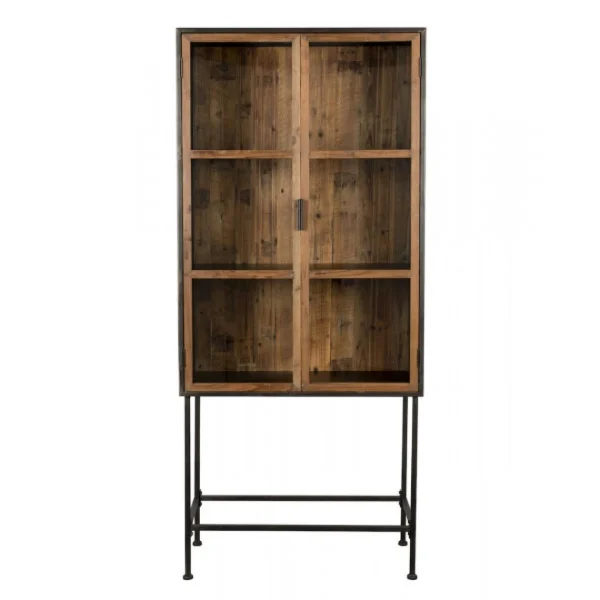 Mathi Design BERLIN – Armoire Vitrée En Bois Et Métal Noir 1