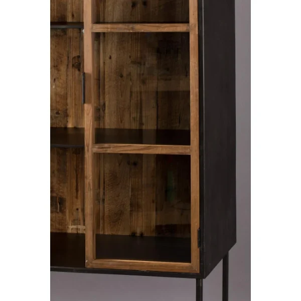 Mathi Design BERLIN – Armoire Vitrée En Bois Et Métal Noir 5