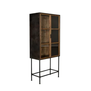 Mathi Design BERLIN – Armoire Vitrée En Bois Et Métal Noir 15