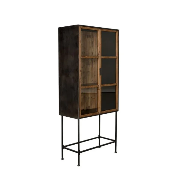 Mathi Design BERLIN – Armoire Vitrée En Bois Et Métal Noir 6