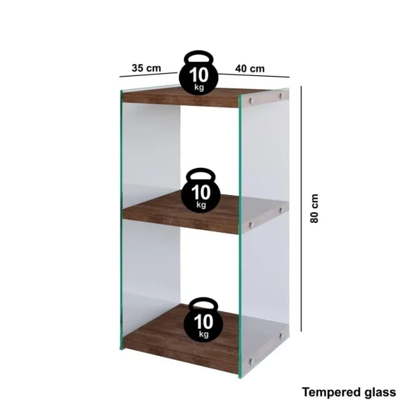 TOILINUX Bibliothèque 2 étagères En Verre Et Bois De Pin H.80cm X Long.40cm … 5