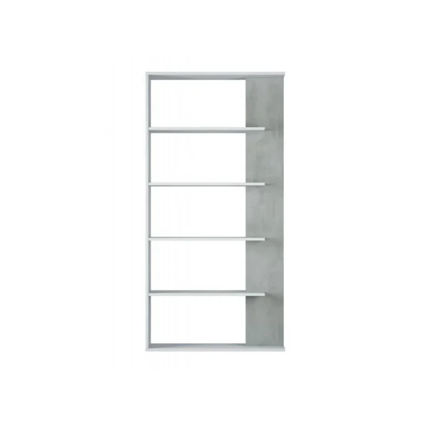 Usinestreet Bibliothèque DAPHNÉ 4 Tablettes L90cm X H180cm – Blanc / Béton 1