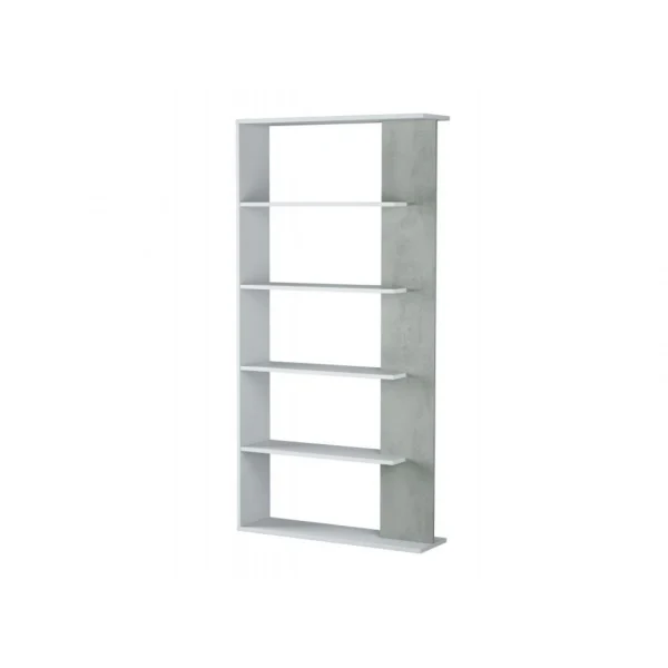 Usinestreet Bibliothèque DAPHNÉ 4 Tablettes L90cm X H180cm – Blanc / Béton 5