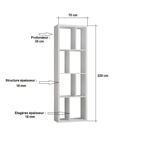 Inside 75 Bibliothèque Design RUBY Blanc Mat Largeur : 70 Cm 15