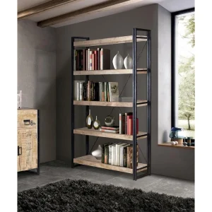 Pegane Bibliothèque En Bois De Manguier Coloris Naturel / Noir – Longueur 12… 6