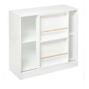 Pegane Bibliothèque Enfant Avec Porte Coulissante En Bois Coloris Blanc – Lo… 9