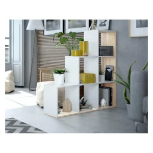 Usinestreet Bibliothèque Escalier JADE Avec 6 Cubes L108cm X H110cm – Blanc / Bo… 6