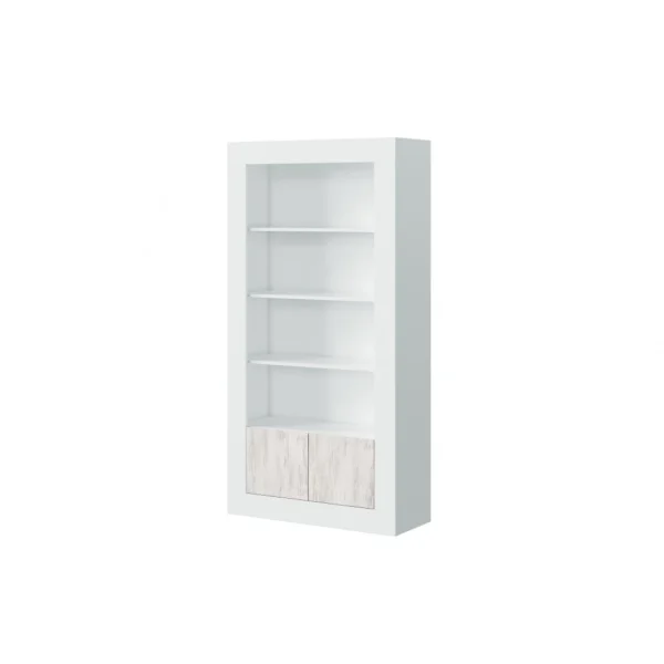 Usinestreet Bibliothèque GWEN 4 Tablettes Et 2 Portes L94cm X H181cm – Blanc / B… 1