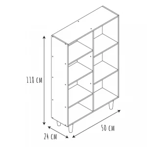 TOILINUX Bibliothèque Suzanne Avec 7 Niches De Rangement En MDF Et Bois De Hê… 13