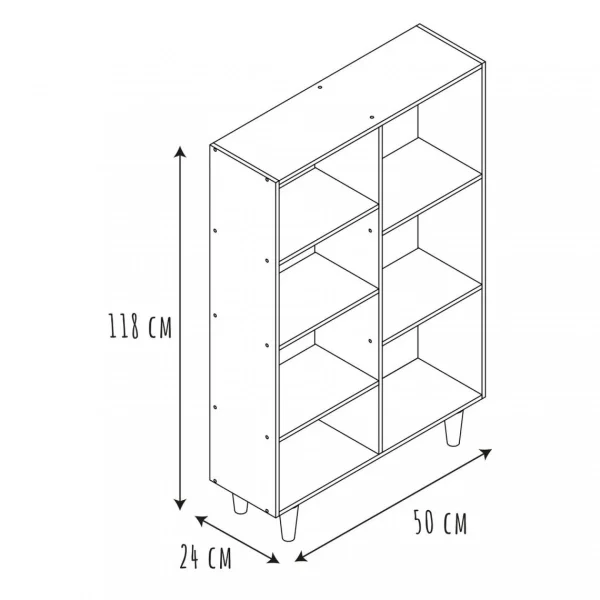 TOILINUX Bibliothèque Suzanne Avec 7 Niches De Rangement En MDF Et Bois De Hê… 5